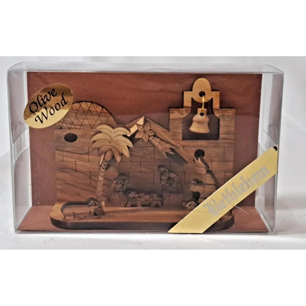 4 Halamit Leibovich Olive Wood Carved Christmas Nativity Bethlehem Holy Land New